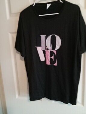 Black Tee with Pink "LOVE" Graphic